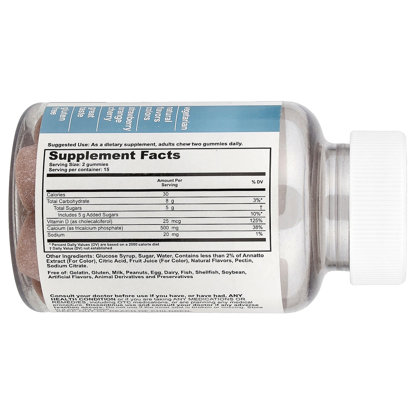 T-RQ, Adult Gummy, Calcium + Vitamin D, Strawberry, Orange, Cherry, 30 Gummies