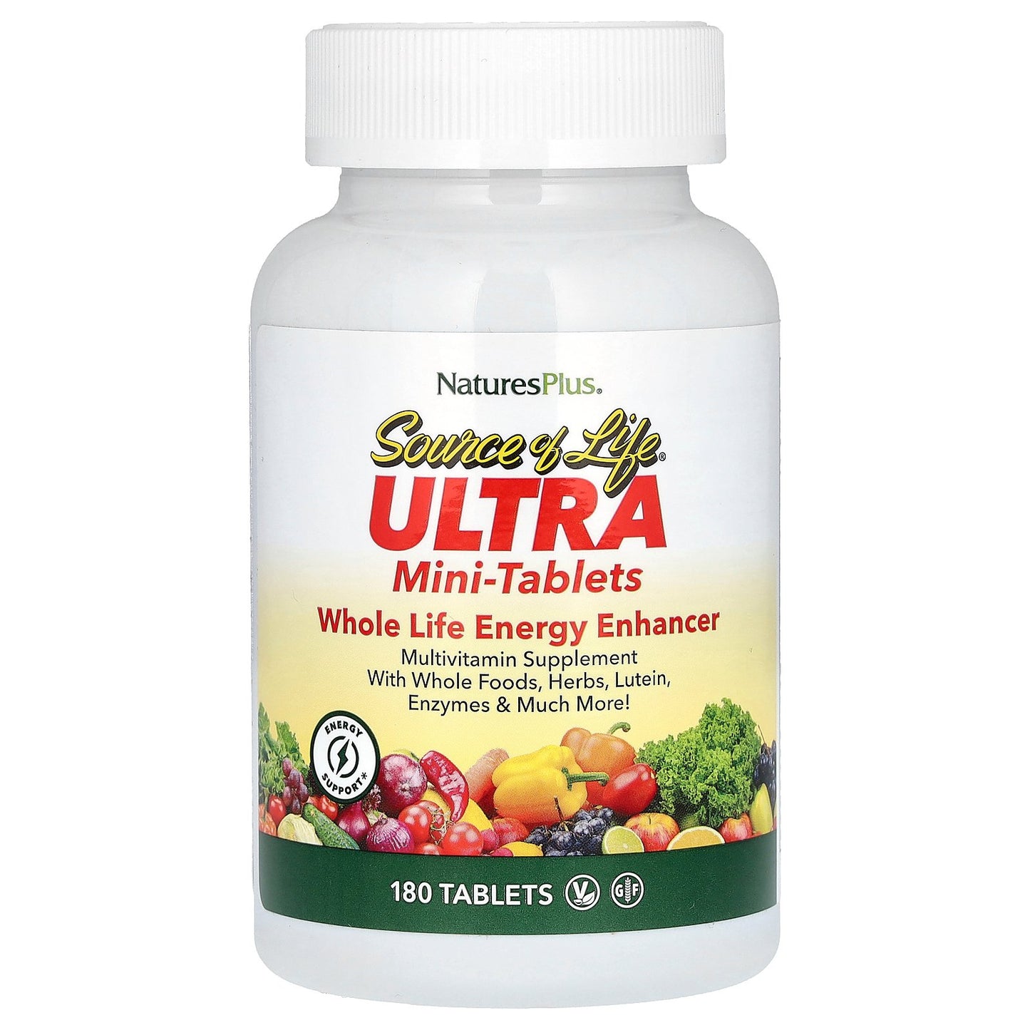 NaturesPlus, Source of Life, Ultra Mini-Tablets, Whole Life Energy Enhancer, 180 Tablets