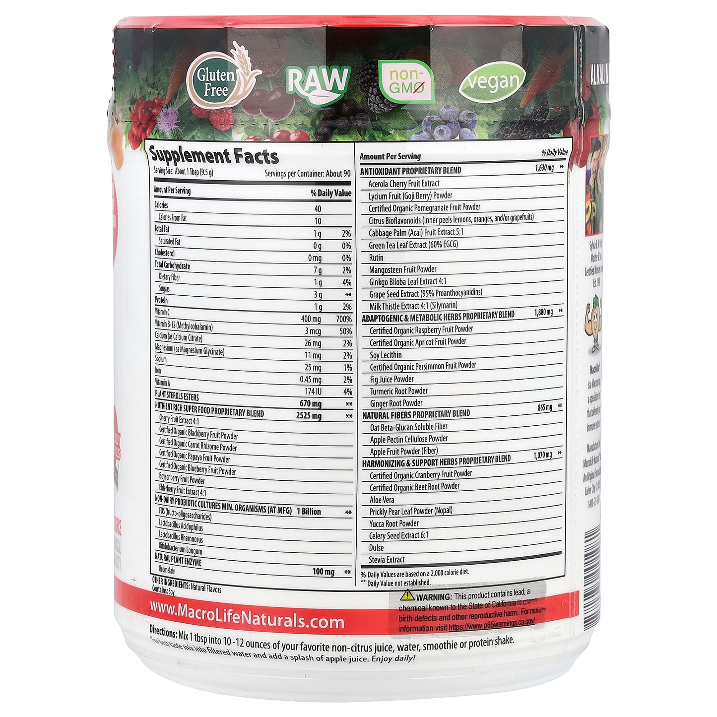 Macrolife Naturals, Miracle Reds®, Superfood, Goji, Pomegranate, Acai, Mangosteen, 30 oz (850 g)