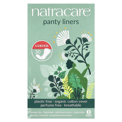 Natracare, Panty Liners, Organic Cotton Cover, Curved, 30 Liners