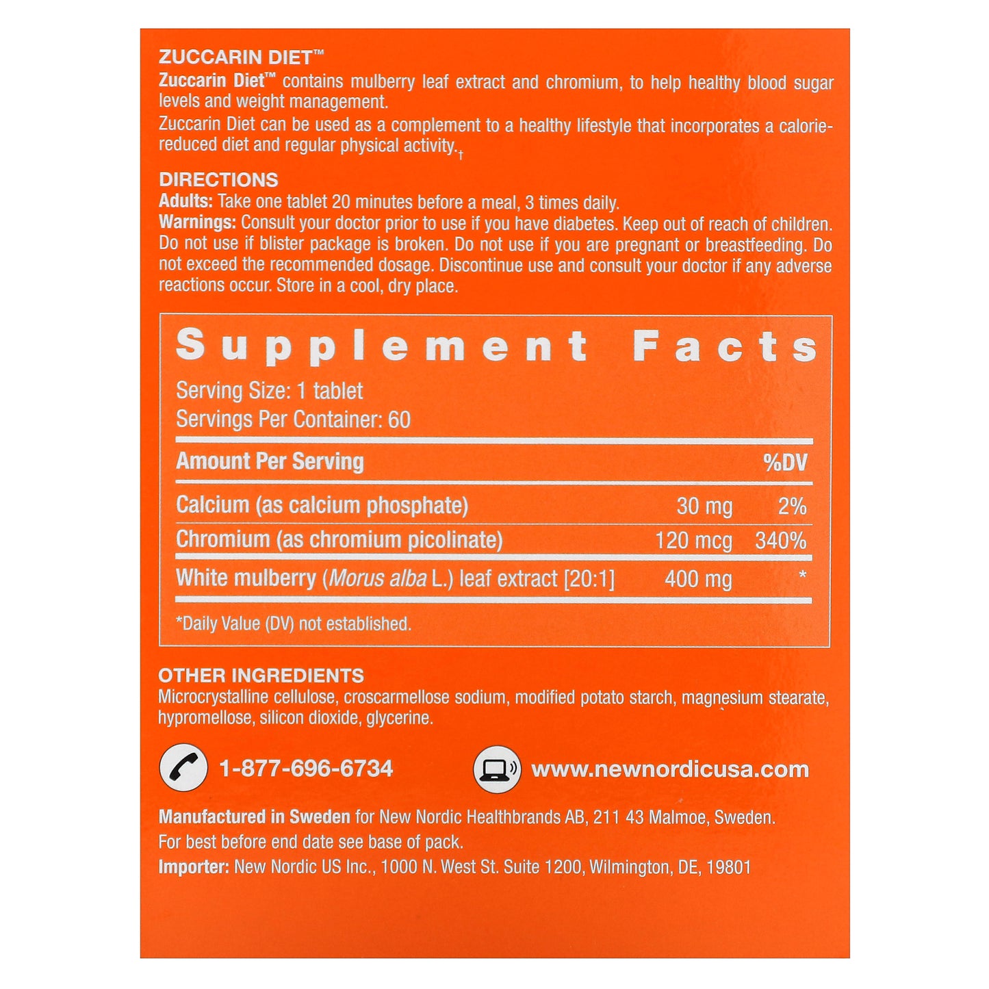 New Nordic, Zuccarin Diet, 60 Tablets