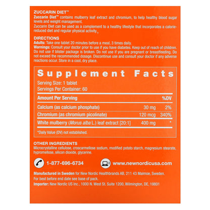 New Nordic, Zuccarin Diet, 60 Tablets