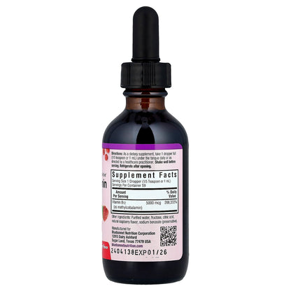 Bluebonnet Nutrition, CellularActive® Liquid Methylcobalamin Vitamin B12,  Raspberry, 5,000 mcg, 2 fl oz (59 ml)