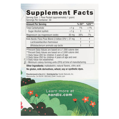 Nordic Naturals, Kids Probiotic Pixies, Ages 3+, Mixed Berry, 30 Packets, 0.035 oz (1 g) Each