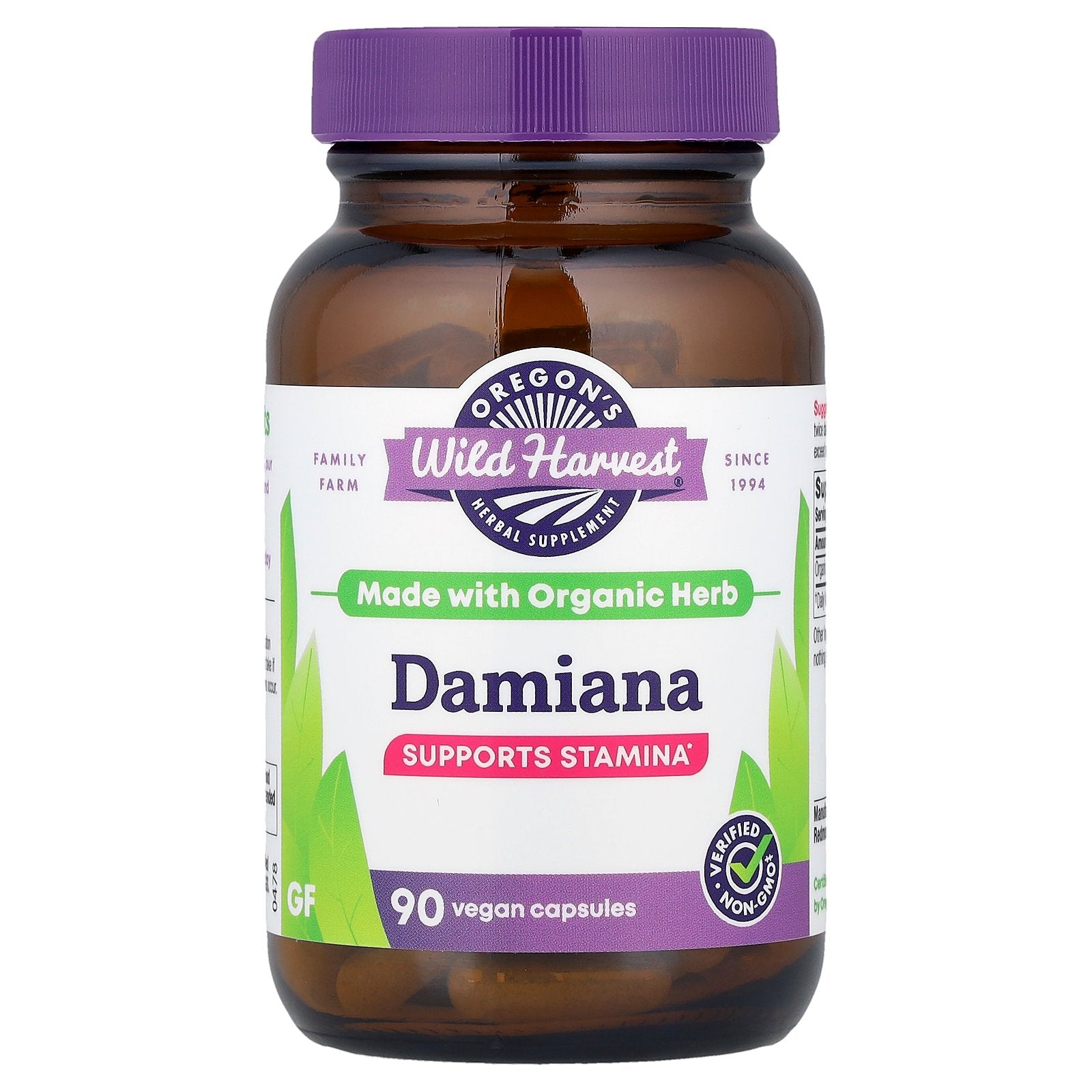 Oregon's Wild Harvest, Damiana, 90 Vegan Capsules (375 mg per Capsule)