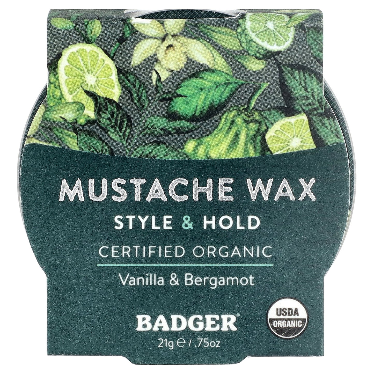 Badger, Mustache Wax, Vanilla & Bergamot, 0.75 oz (21 g)