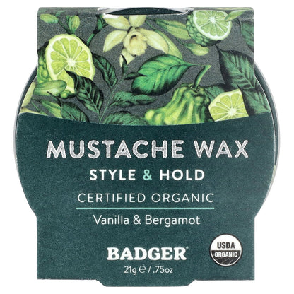 Badger, Mustache Wax, Vanilla & Bergamot, 0.75 oz (21 g)