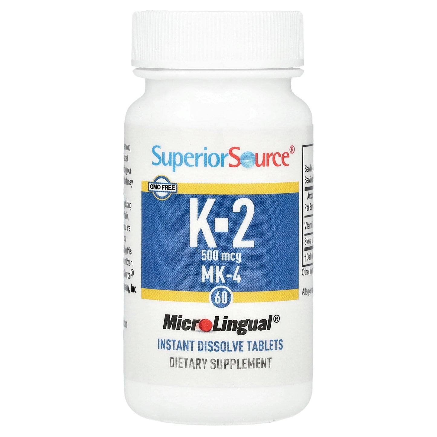 Superior Source, Vitamin K-2, 500 mcg, 60 MicroLingual Instant Dissolve Tablets