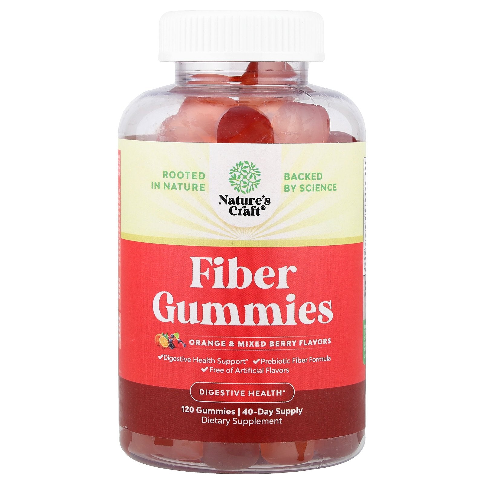 Nature's Craft, Fiber Gummies, Orange & Mixed Berry, 120 Gummies