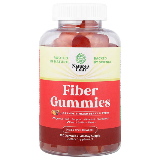 Nature's Craft, Fiber Gummies, Orange & Mixed Berry, 120 Gummies