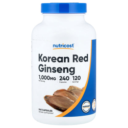 Nutricost, Korean Red Ginseng, 240 Capsules (500 mg per Capsule)