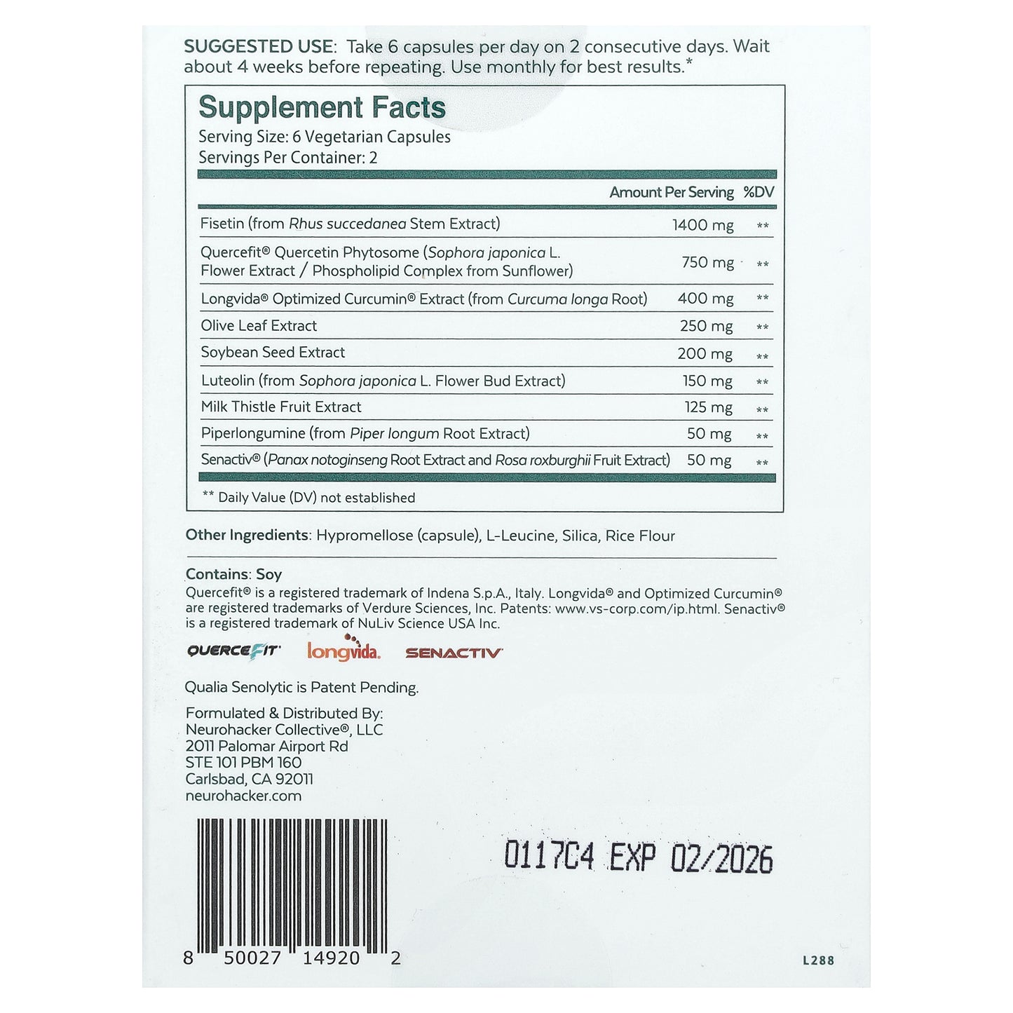 Qualia, Senolytic, 12 Capsules