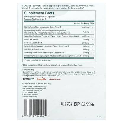 Qualia, Senolytic, 12 Capsules