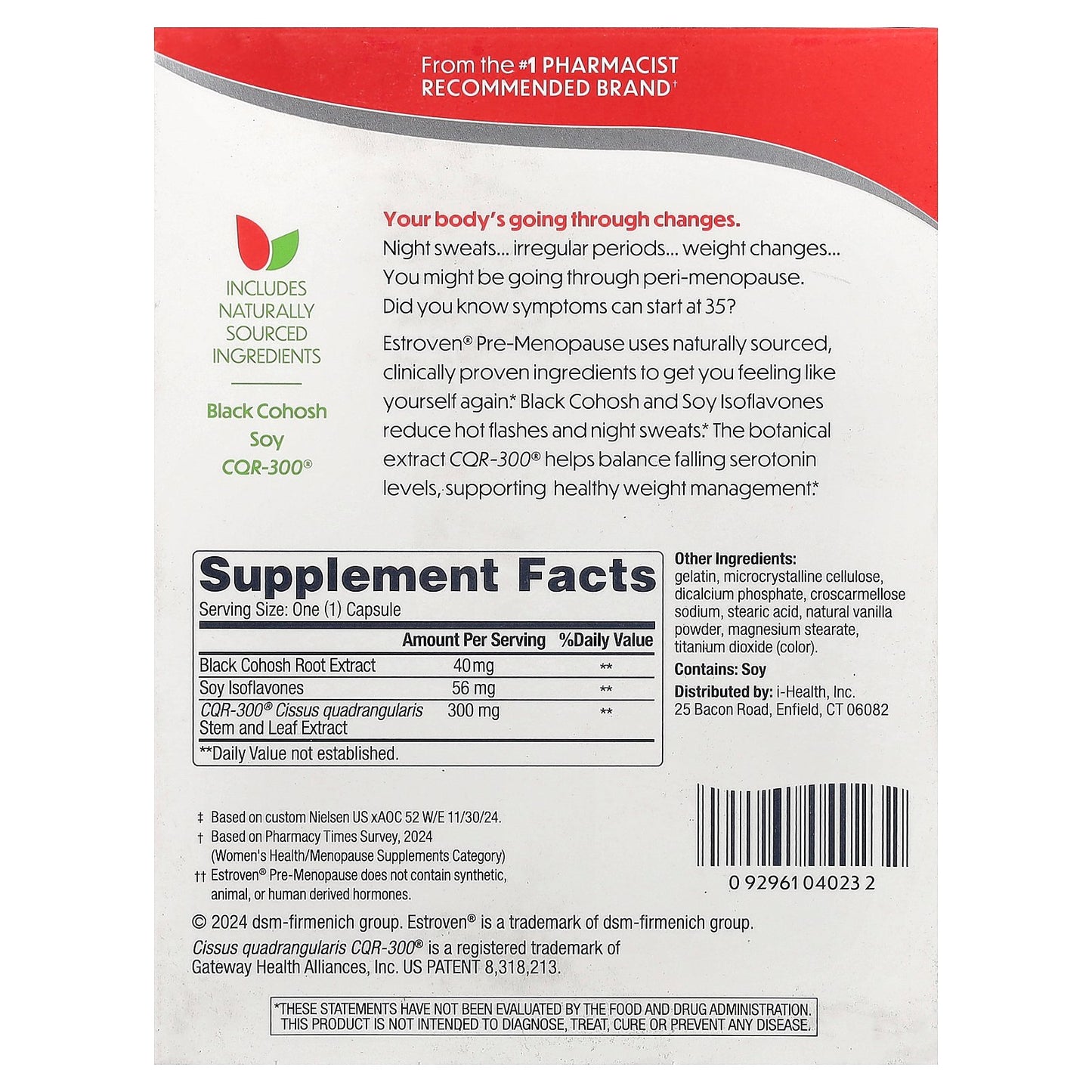 Estroven, Menopause Relief, Pre-Menopause, 30 Capsules