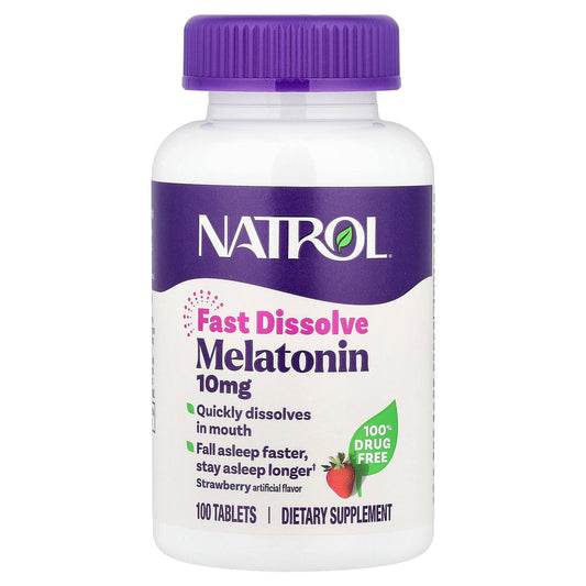 Natrol, Melatonin, Fast Dissolve, Strawberry, 10 mg, 100 Tablets