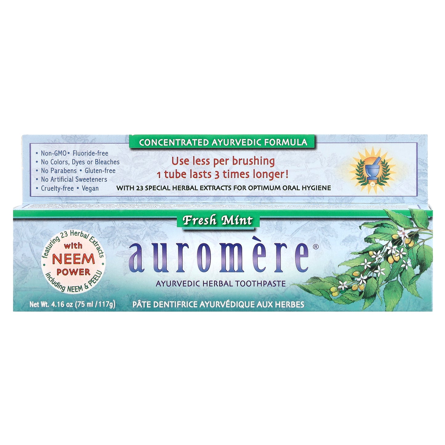 Auromere, Ayurvedic Herbal Toothpaste, Fresh Mint, 4.16 oz (117 g)