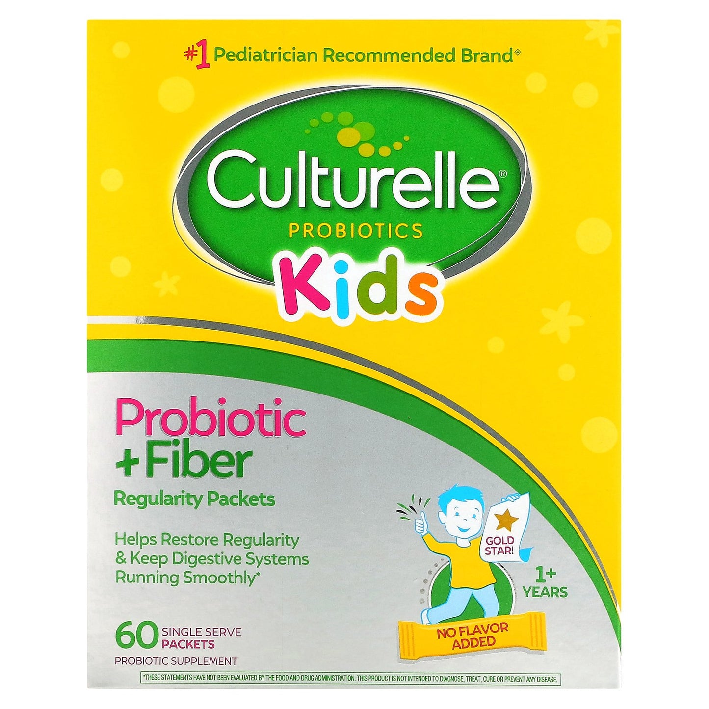 Culturelle, Kids, Probiotic + Fiber, 1+ Years, Unflavored, 60 Single Serve Packets