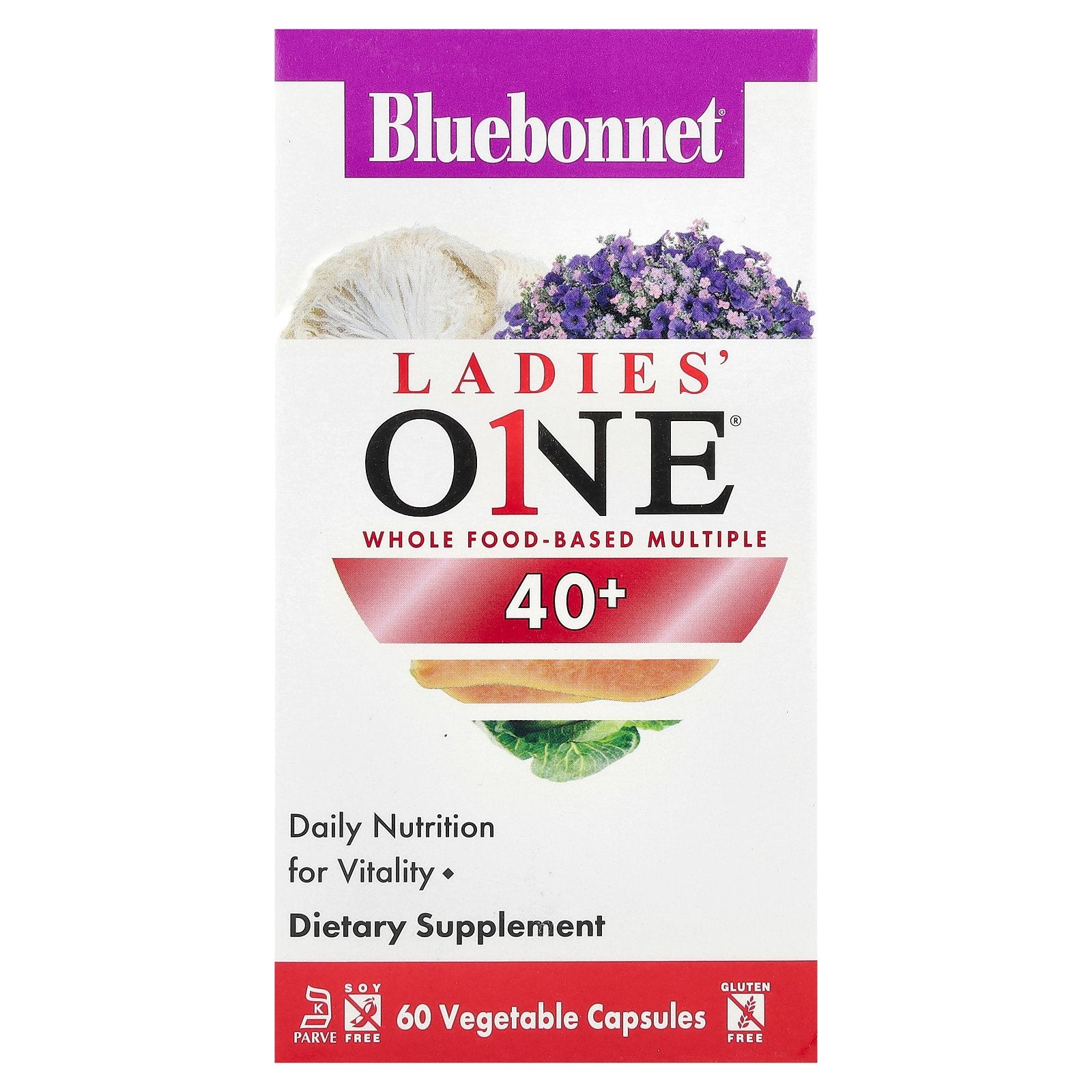 Bluebonnet Nutrition, Ladies' ONE®, Whole Food-Based Multiple 40+, 60 Vegetable Capsules