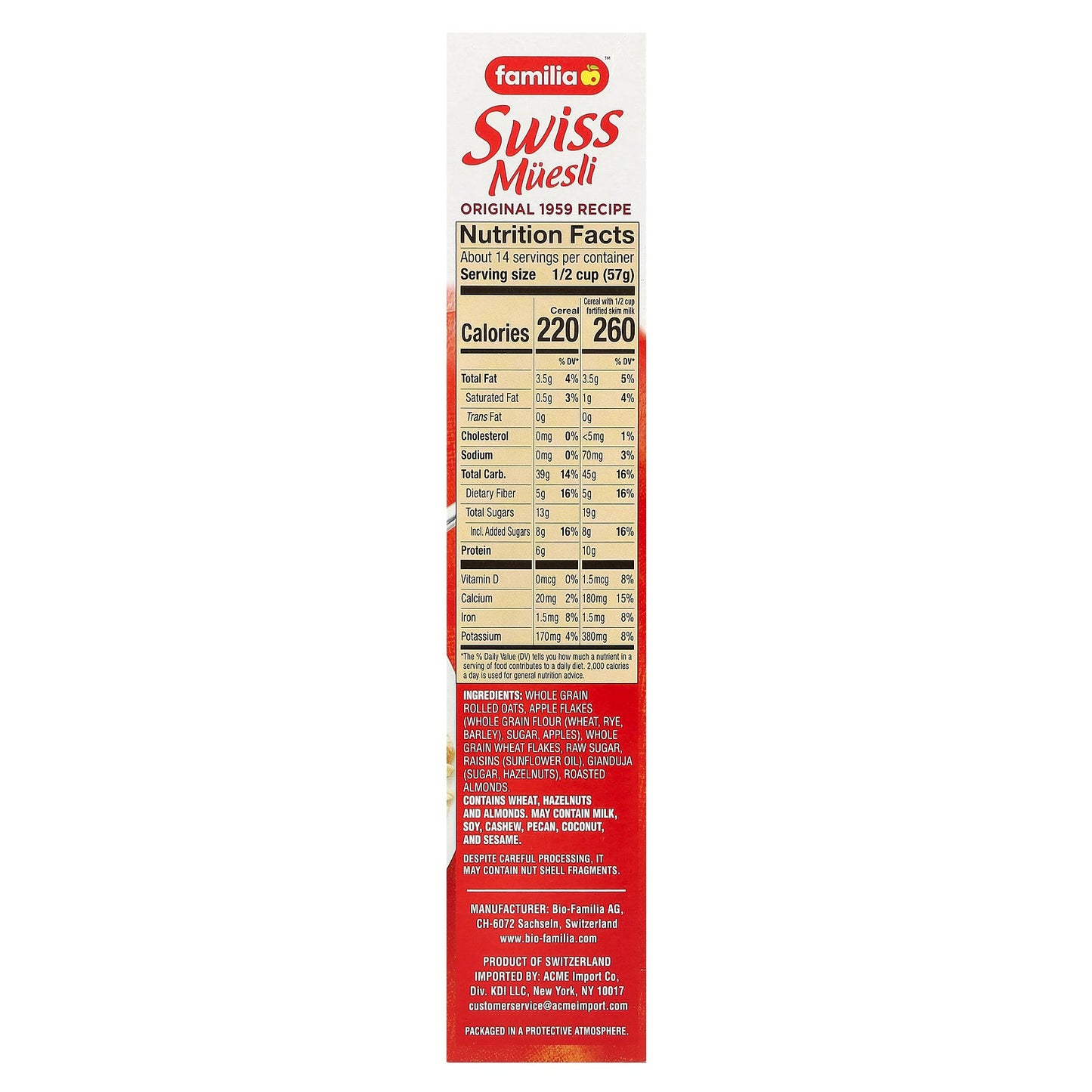 Familia, Swiss Muesli, Original 1959 Recipe, 29 oz (822 g)