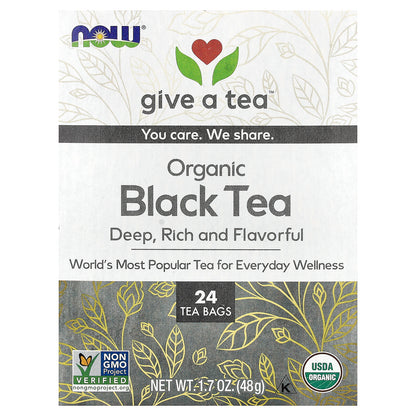 NOW Foods, Organic Black Tea, 24 Tea Bags, 1.7 oz (48 g)