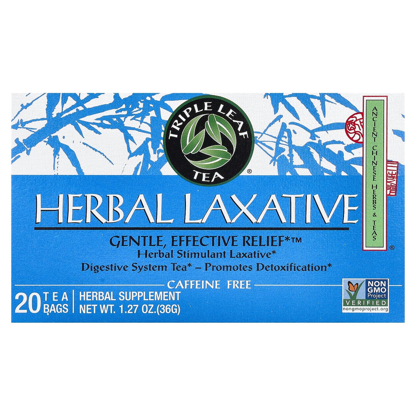 Triple Leaf Tea, Herbal Laxative, Caffeine Free , 20 Tea Bags, 1.27 oz (36 g)