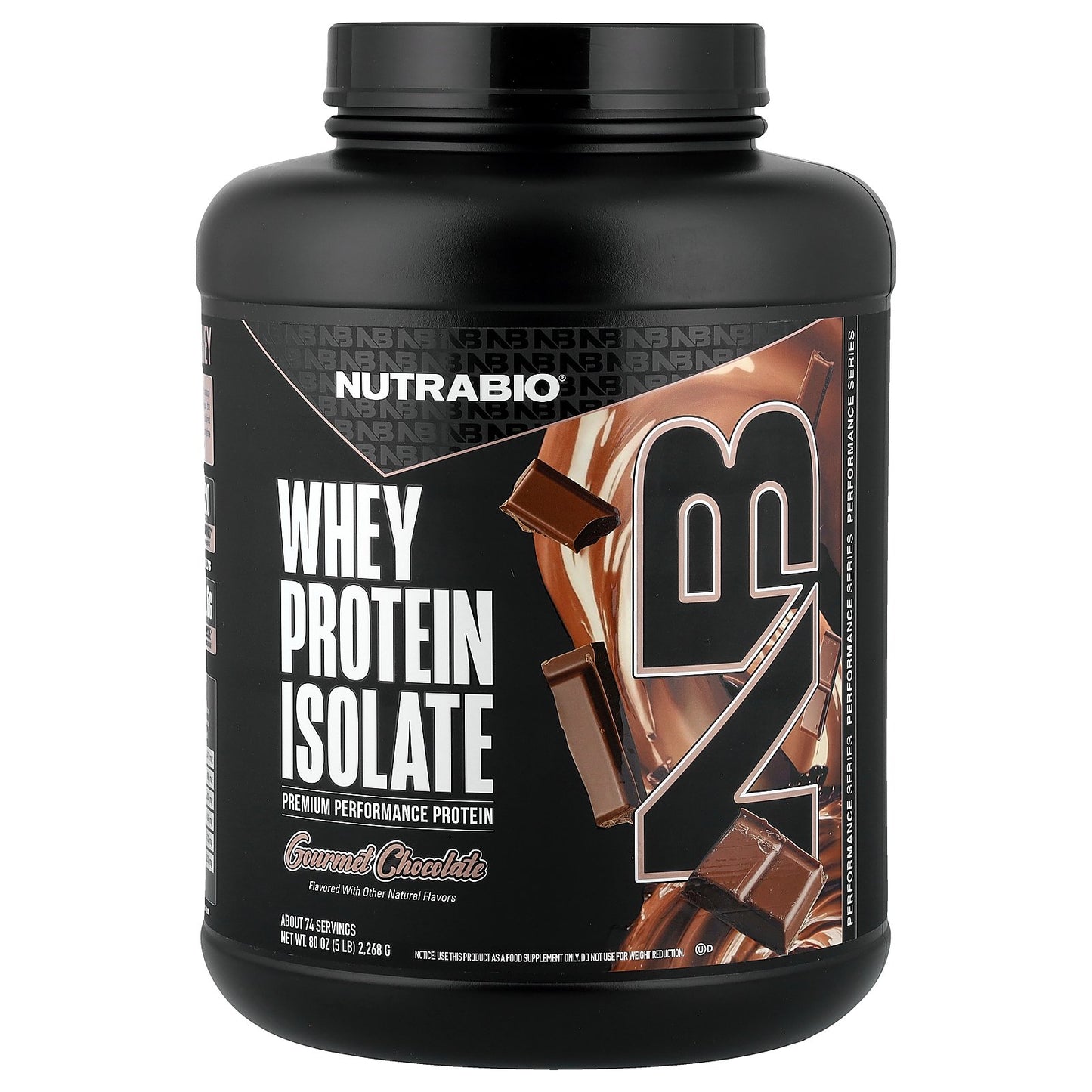 NutraBio, Whey Protein Isolate, Gourmet Chocolate, 5 lb (2,268 g)