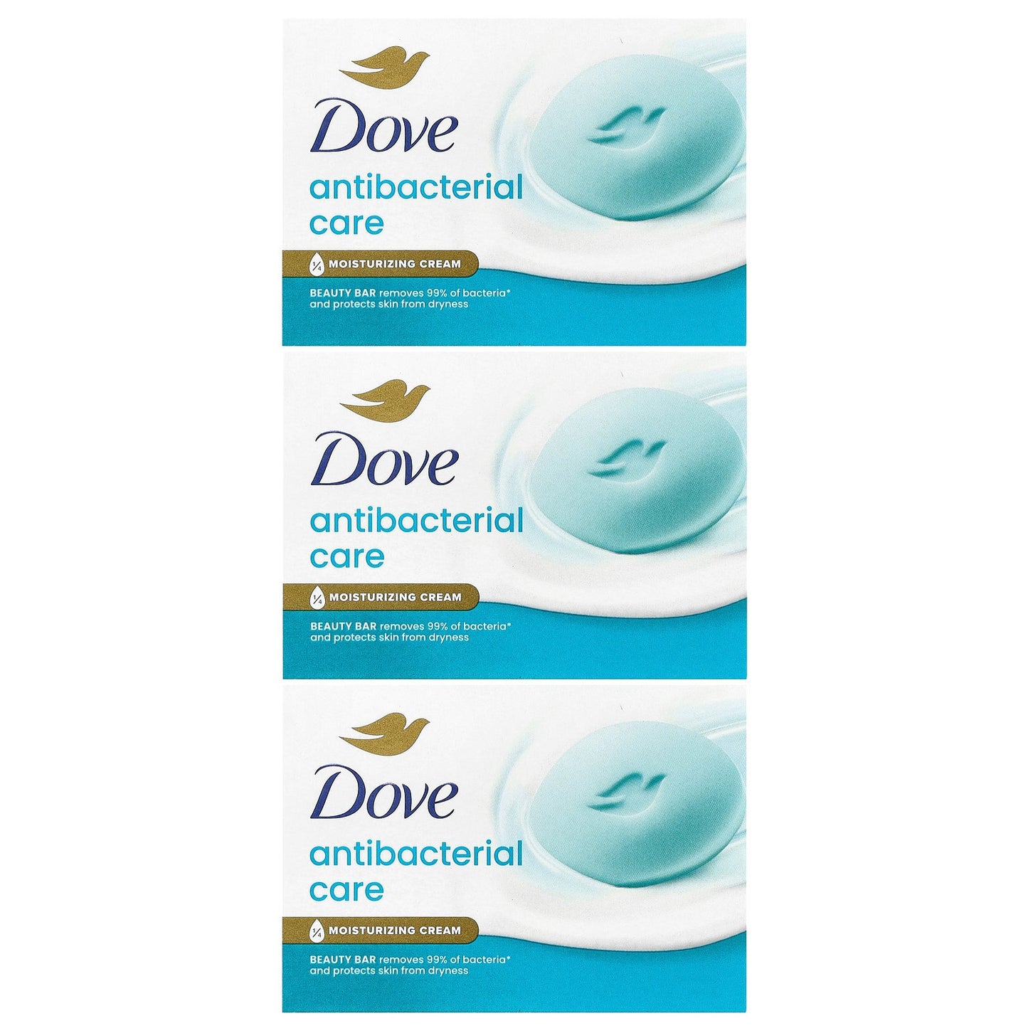 Dove, Antibacterial Care, Beauty Bar Soap , 3 Bars, 3.17 oz (90 g) Each