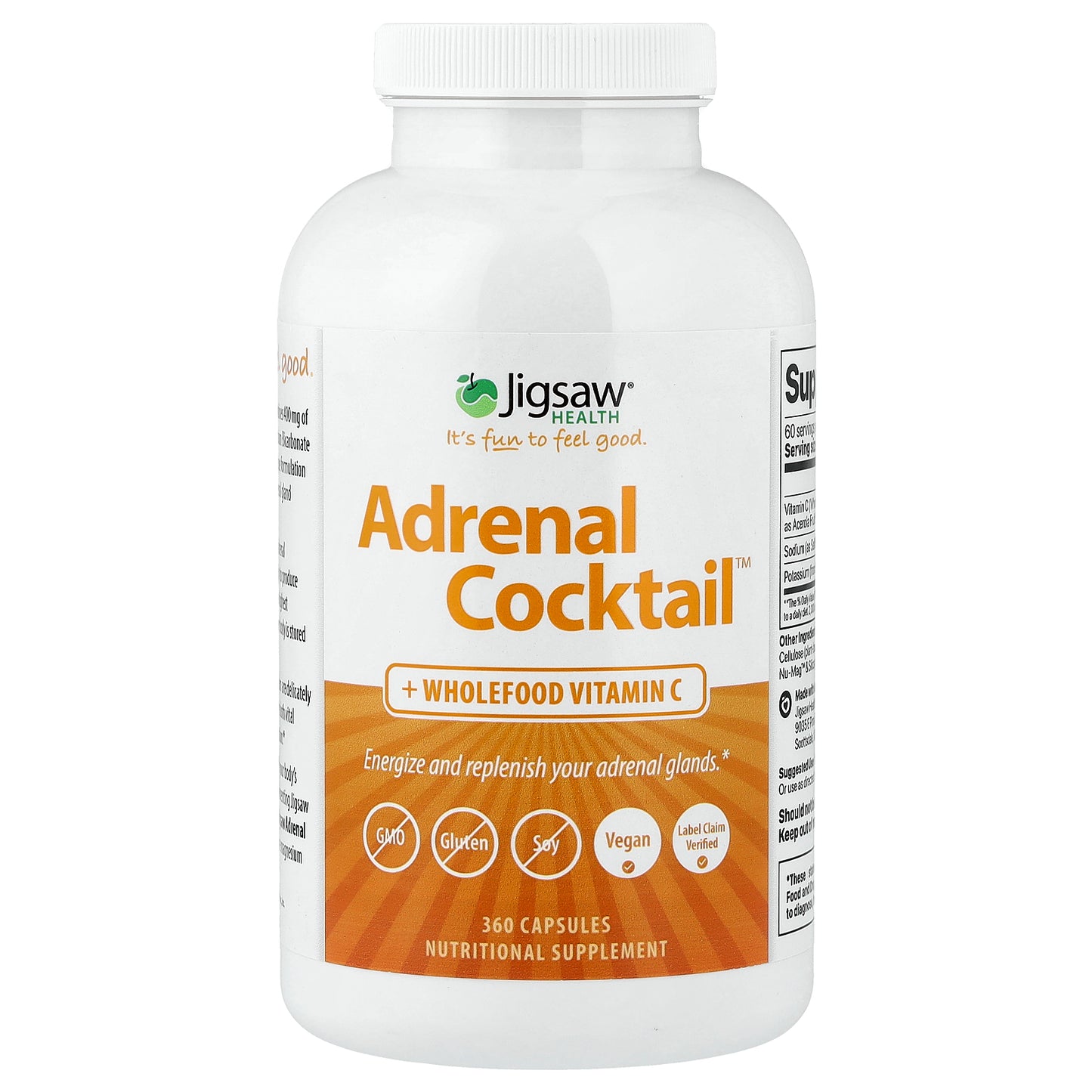 Jigsaw Health, Adrenal Cocktail™ + Wholefood Vitamin C, 360 Capsules