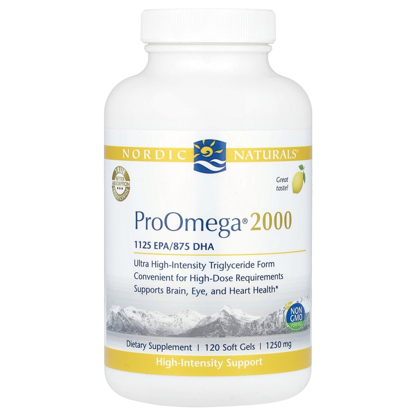 Nordic Naturals, ProOmega® 2000, Lemon, 1,250 mg, 120 Soft Gels (625 mg per Soft Gel)