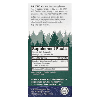 Host Defense, Mushrooms™, Agarikon, 60 Capsules (500 mg per Capsule)