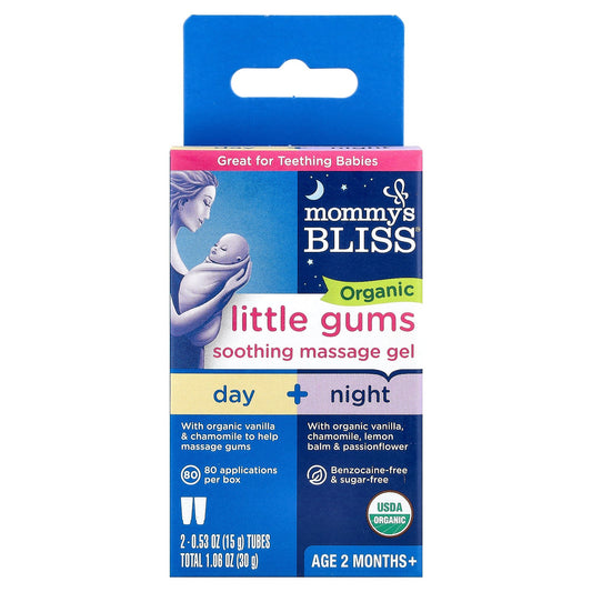 Mommy's Bliss, Organic Little Gums Soothing Massage Gel, Day/Night Pack, Age 2 Months+, 2 Tubes, 0.53 oz (15 g) Each