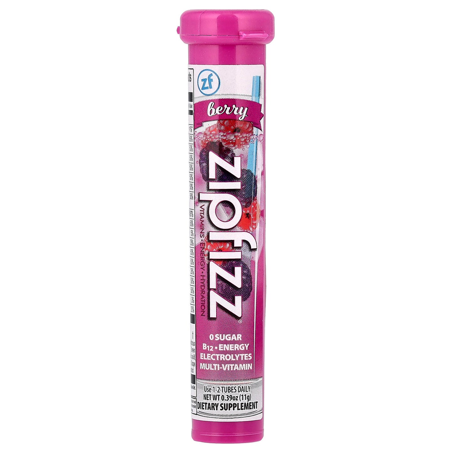 Zipfizz, Drink Mix, Berry, 20 Tubes, 0.39 oz (11 g) Each