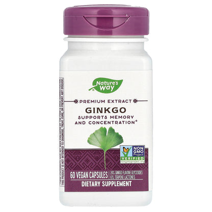 Nature's Way, Premium Extract, Ginkgo, 60 Vegan Capsules