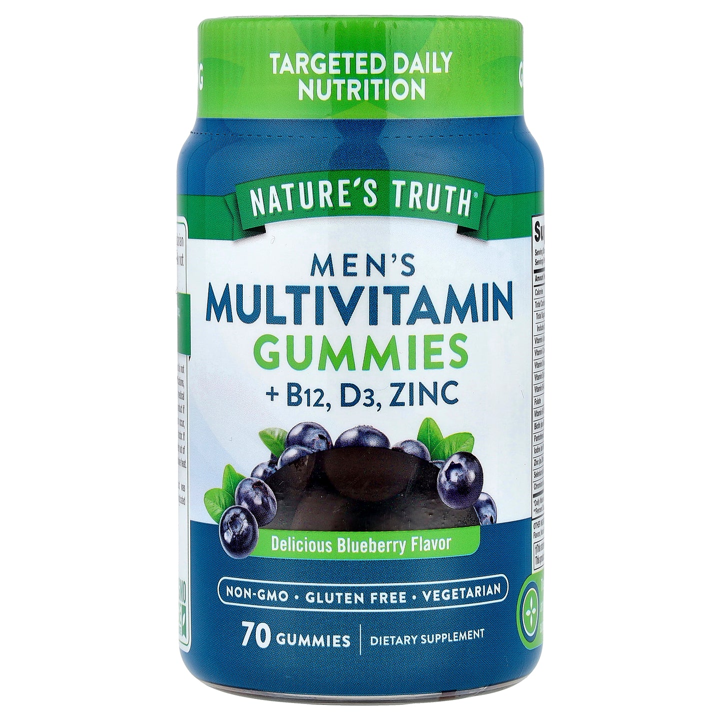 Nature's Truth, Men's Multivitamin Gummies + B12, D3, Zinc, Delicious Blueberry, 70 Gummies