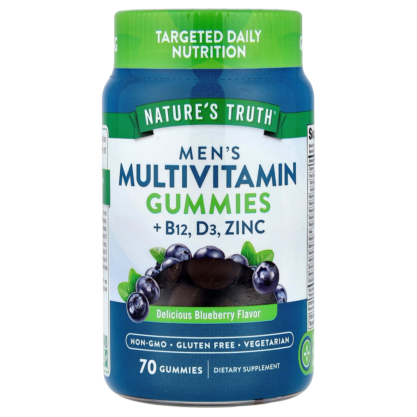 Nature's Truth, Men's Multivitamin Gummies + B12, D3, Zinc, Delicious Blueberry, 70 Gummies