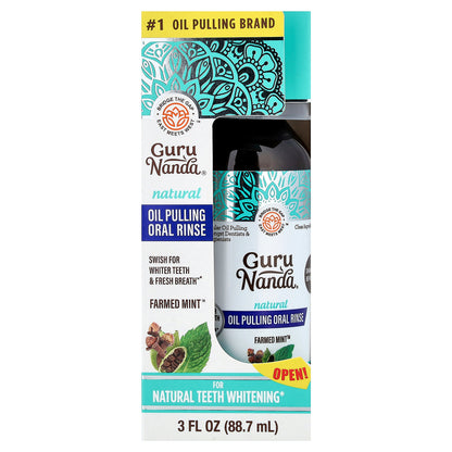 GuruNanda, Natural Oil Pulling Oral Rinse, Farmed Mint™, 3 fl oz (88.7 ml)