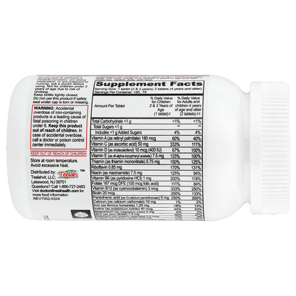 Doctor's Finest, Kids Multivitamin & Multimineral with Iron, Grape & Berry, 150 Chewable Tablets