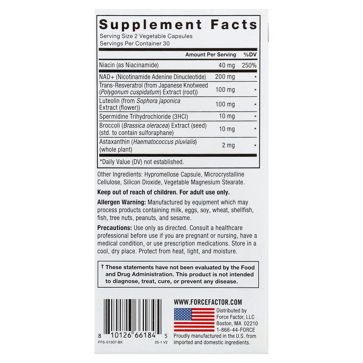 Force Factor, NAD+ Longevity Nutrient Complex, 60 Vegetable Capsules