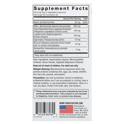 Force Factor, NAD+ Longevity Nutrient Complex, 60 Vegetable Capsules