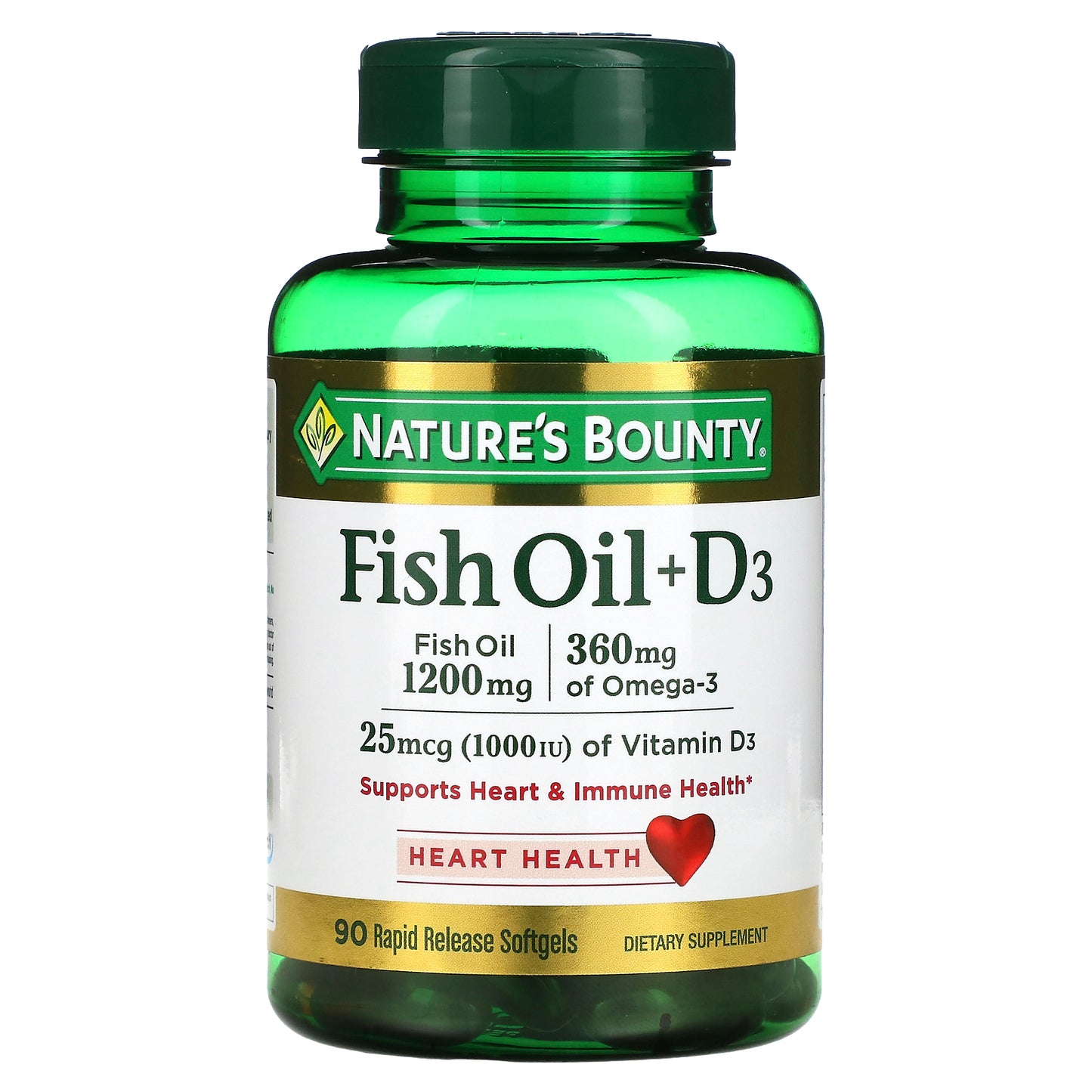 Nature's Bounty, Fish Oil + D3, 90 Rapid Release Softgels