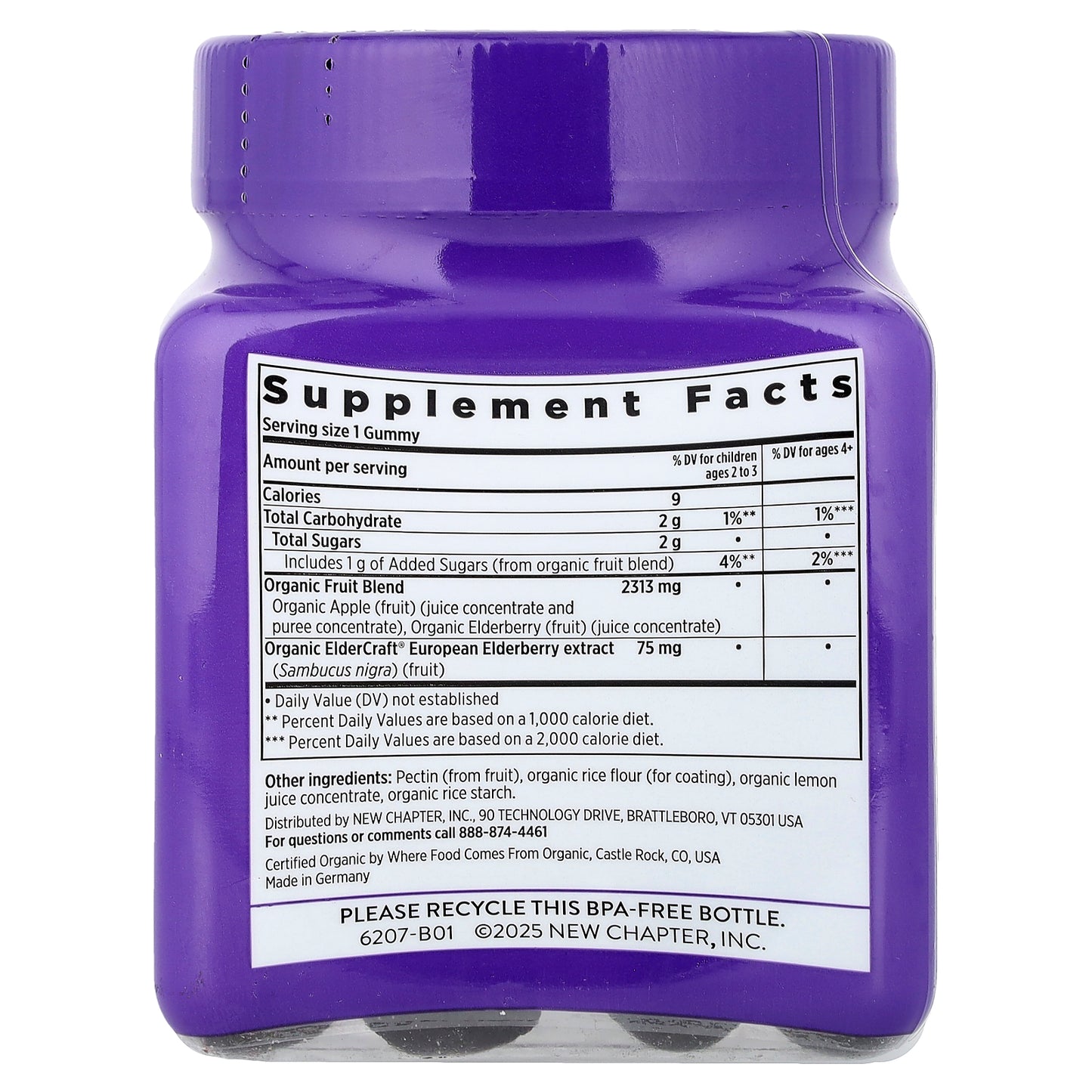 New Chapter, Kids, Organic Elderberry Whole-Food Gummies, Ages 2+, 30 Vegan Gummies