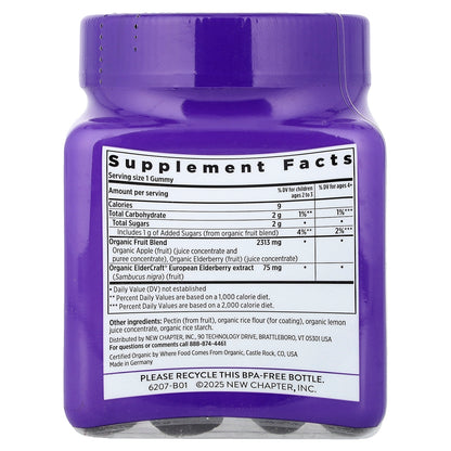 New Chapter, Kids, Organic Elderberry Whole-Food Gummies, Ages 2+, 30 Vegan Gummies