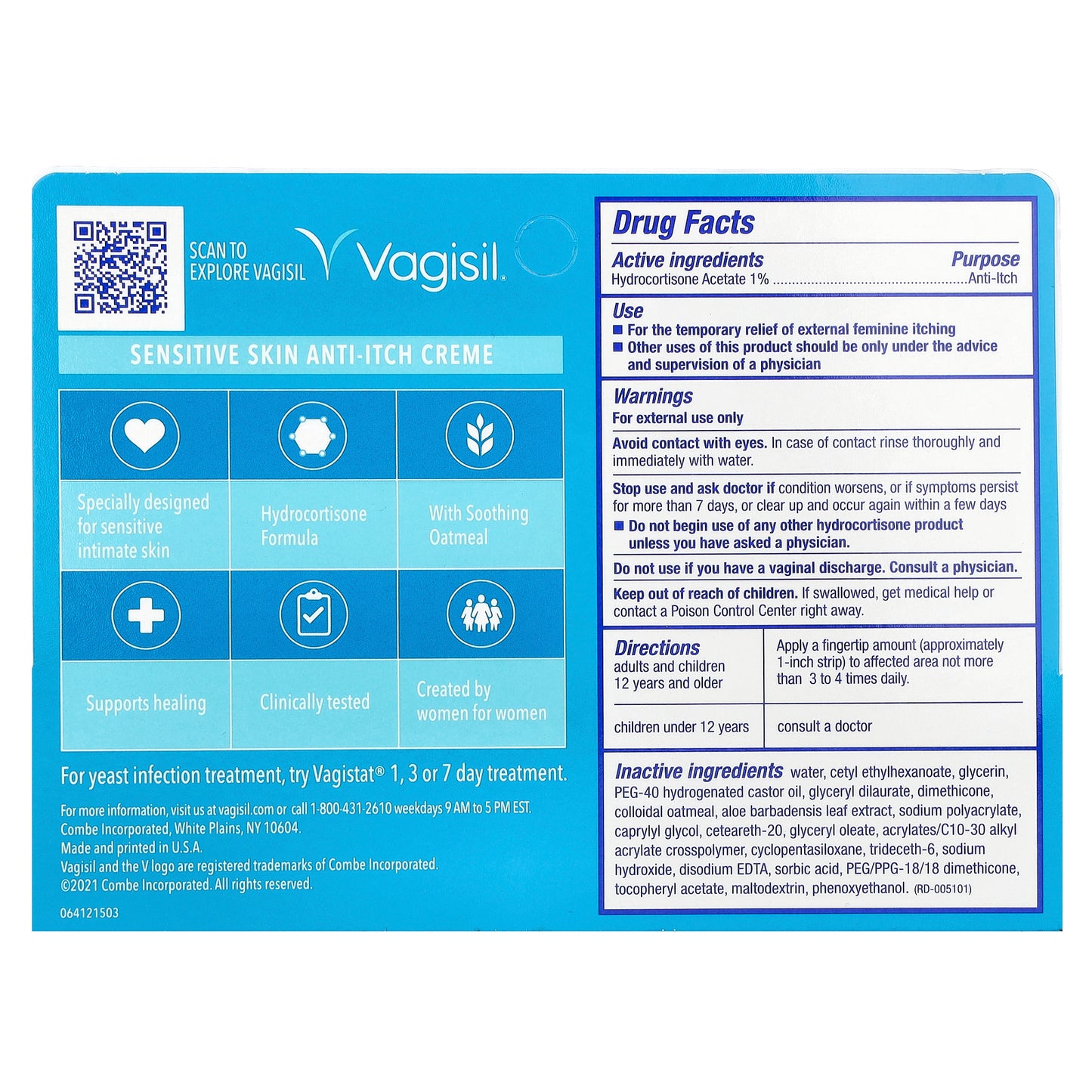 Vagisil, Anti-Itch Creme With Hydrocortisone, Sensitive Skin, 1 oz (28 g)