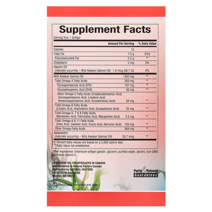 Natural Factors, Complete Omega, 100% Wild Alaskan Salmon Oil, 1,300 mg, 90 Enteripure™ Softgels