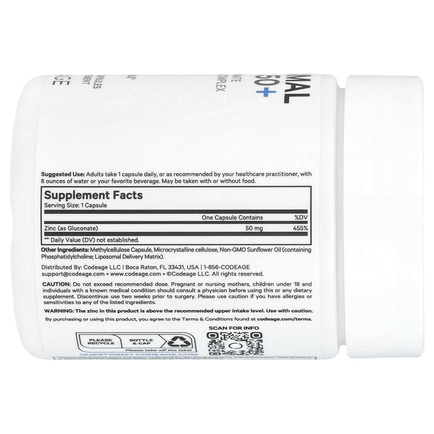 Codeage, Liposomal Zinc 50+, 50 mg, 100 Vegetable Capsules