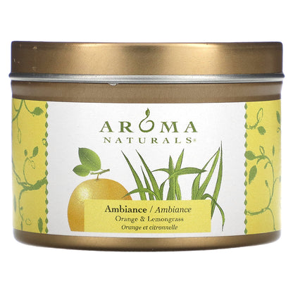 Aroma Naturals, Soy VegePure, Travel Tin Candle, Ambiance, Orange & Lemongrass, 2.8 oz (79.38 g)