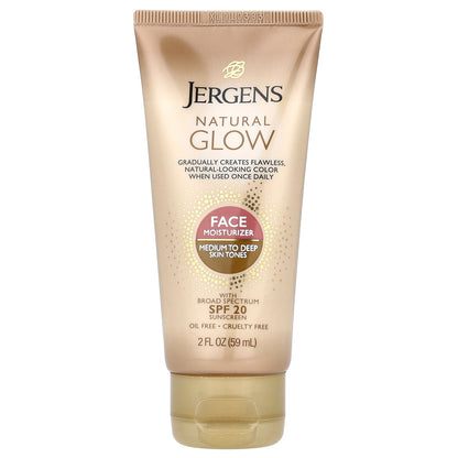 Jergens, Natural Glow, Face Moisturizer, SPF 20, Medium to Deep, 2 fl oz (59 ml)