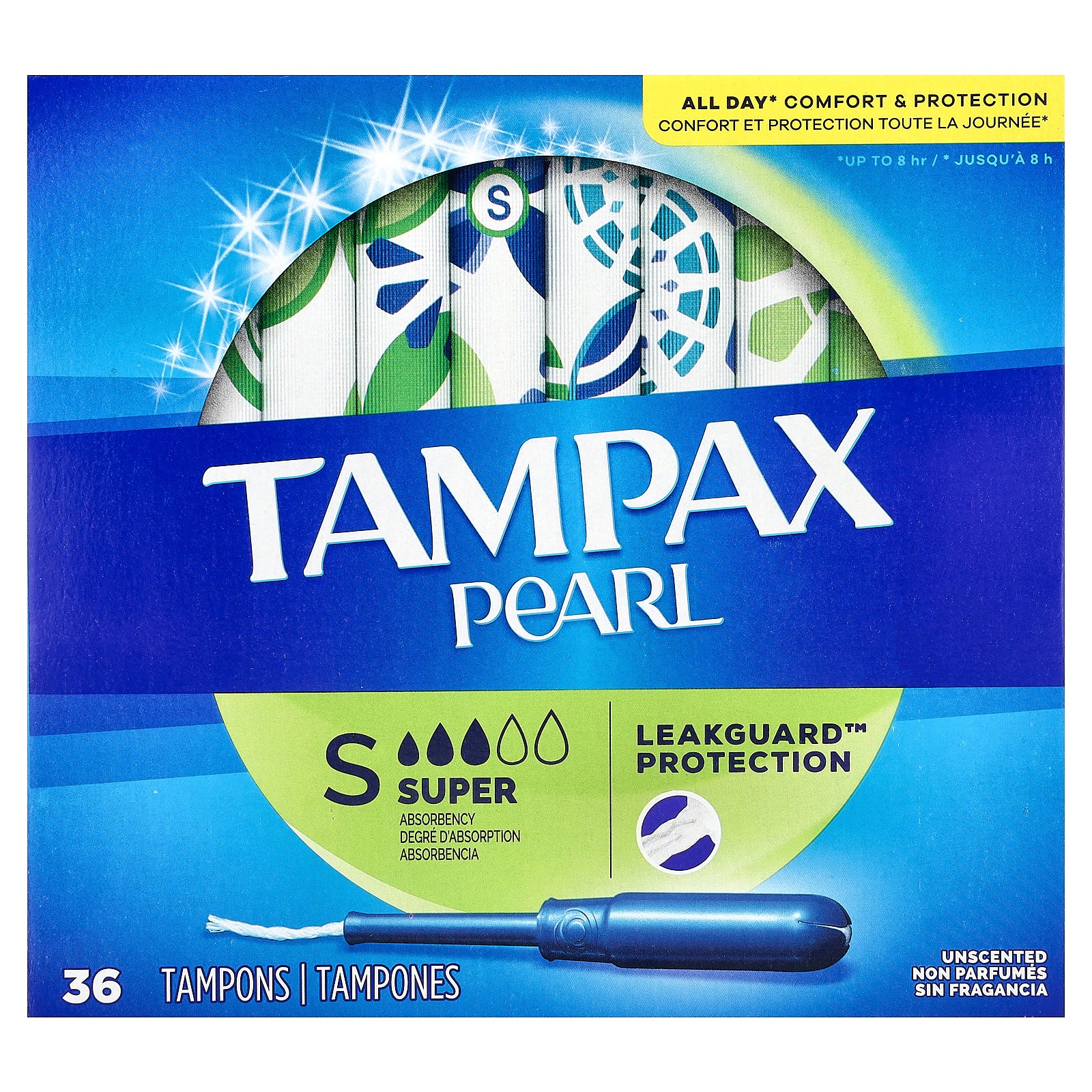 Tampax, Pearl, Super, Unscented, 36 Tampons