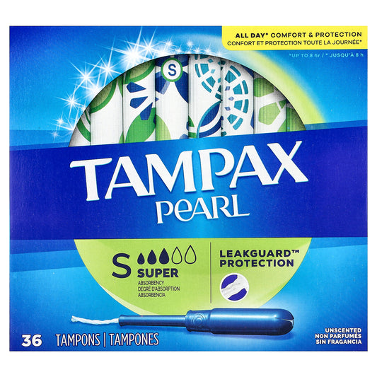 Tampax, Pearl, Super, Unscented, 36 Tampons