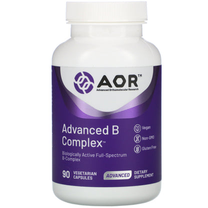 Advanced Orthomolecular Research AOR, Advanced B Complex, 90 Vegetarian Capsules